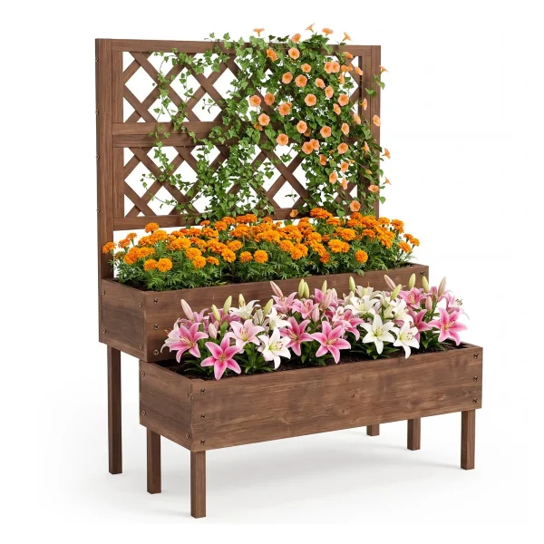 Wooden Raised Garden Planter Box: 2-Tier