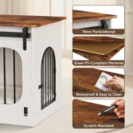 White pet crate end table with wood top
