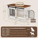 Wooden dog crate bench with dimensions