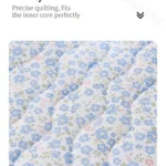Blue floral quilted mattress cover