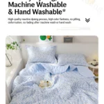 Machine-washable light blue floral bedding