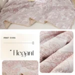 Elegant pink paisley quilt set on bed