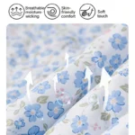 Blue floral breathable fabric close-up