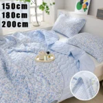 Light blue floral quilted bedspread set