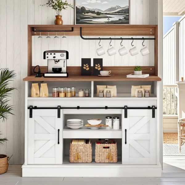 Farmhouse Coffee Bar Cabinet with Storage