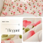 Pink tulip floral quilt and pillow set