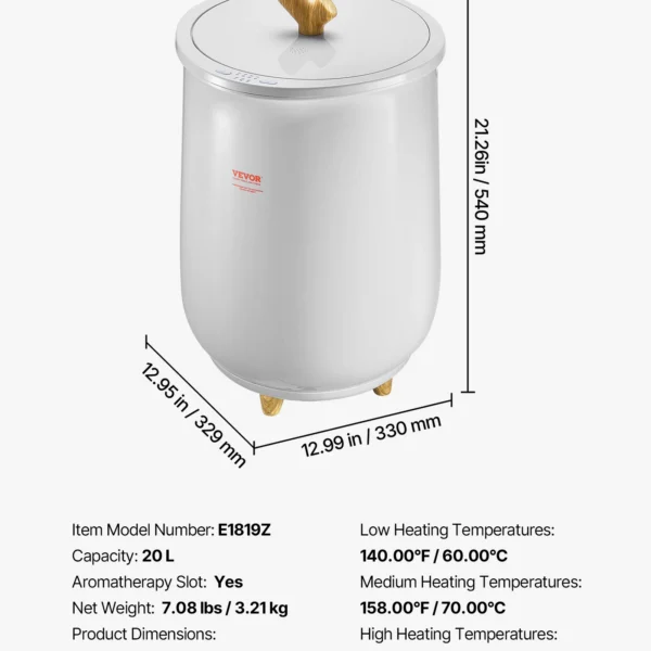 SucceBuy Towel Warmer Bucket 20L