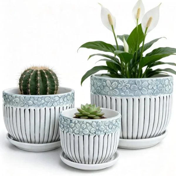 Vintage Ceramic Plant Pots Set of 3