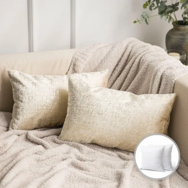 2-pc, 20" x 12" Modern Beige Gilding Throw Pillow