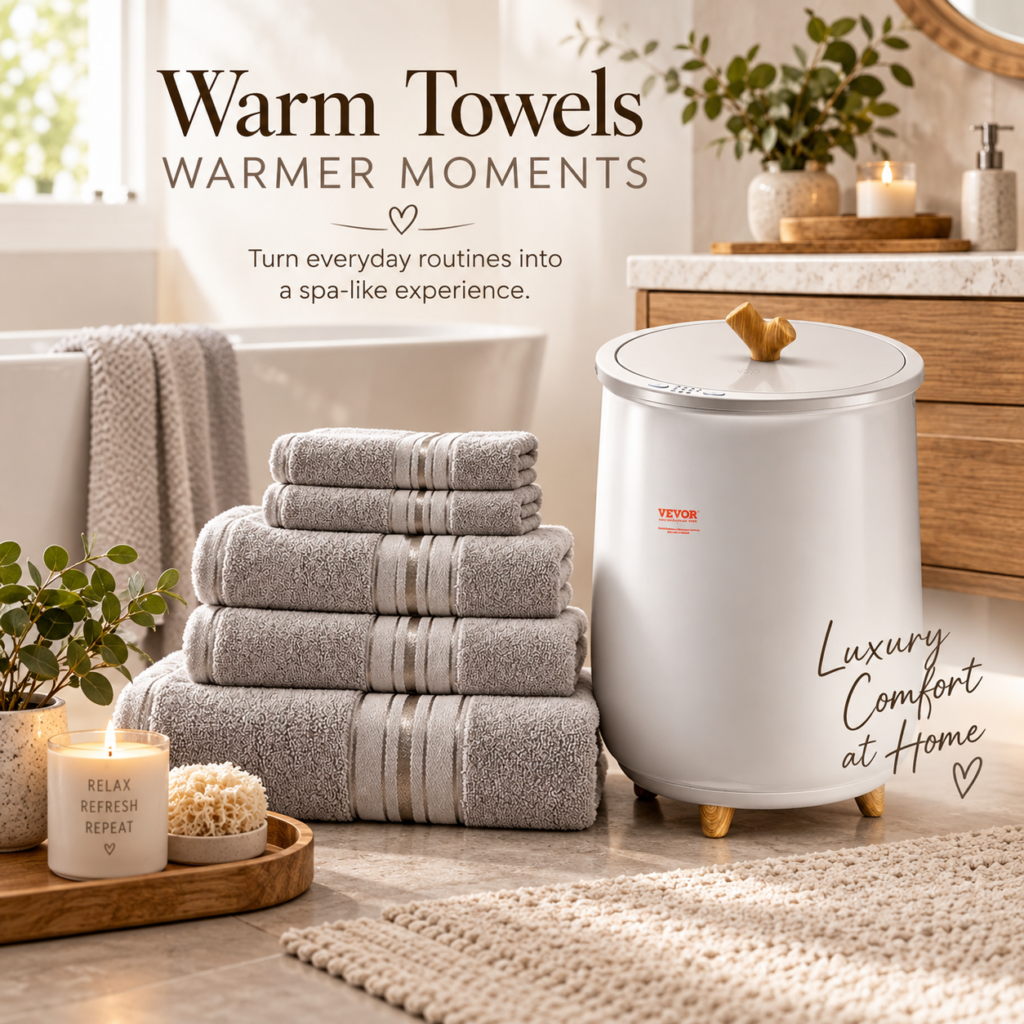 Warm towels arranged in a serene bathroom setting.